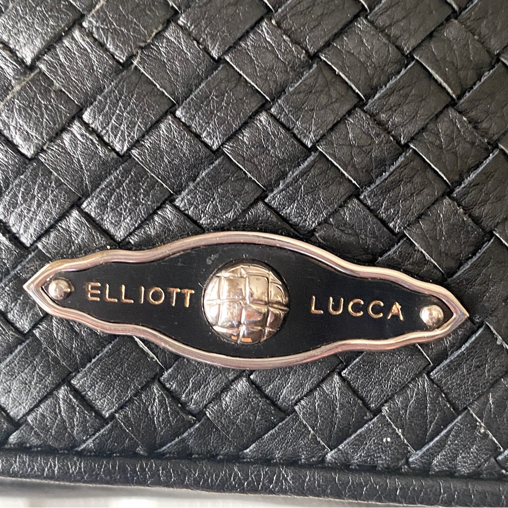 ELLIOTT LUCCA Black Pebbled Woven Leather Shoulder‎ Bag - Picture 3 of 12